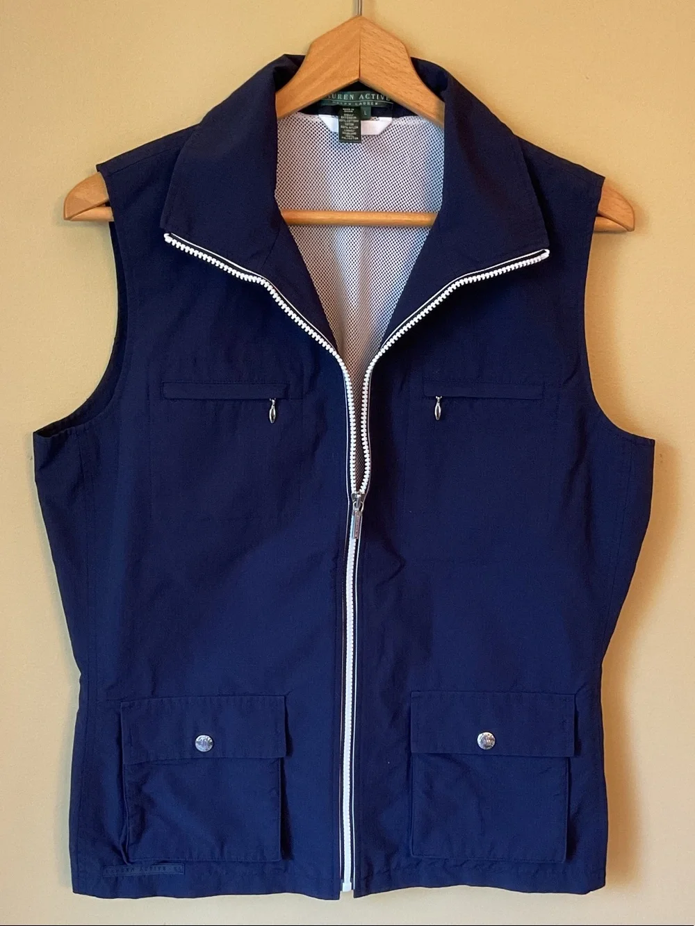 Ralph Lauren Active Navy Zip-Front Utility Vest Size Large